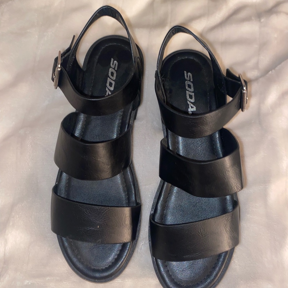 Soda Women's Black Strappy Sandals